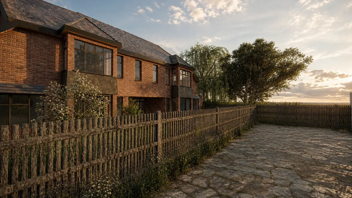 CGI render of the two new two-storey brick houses on the former garage site